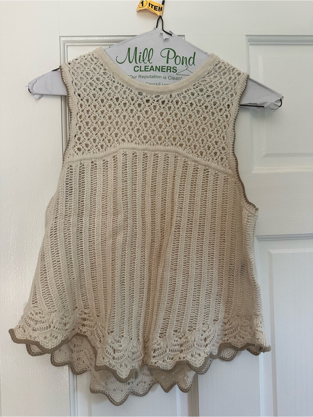 American Eagle Outfitters Cream Crochet Tank Top